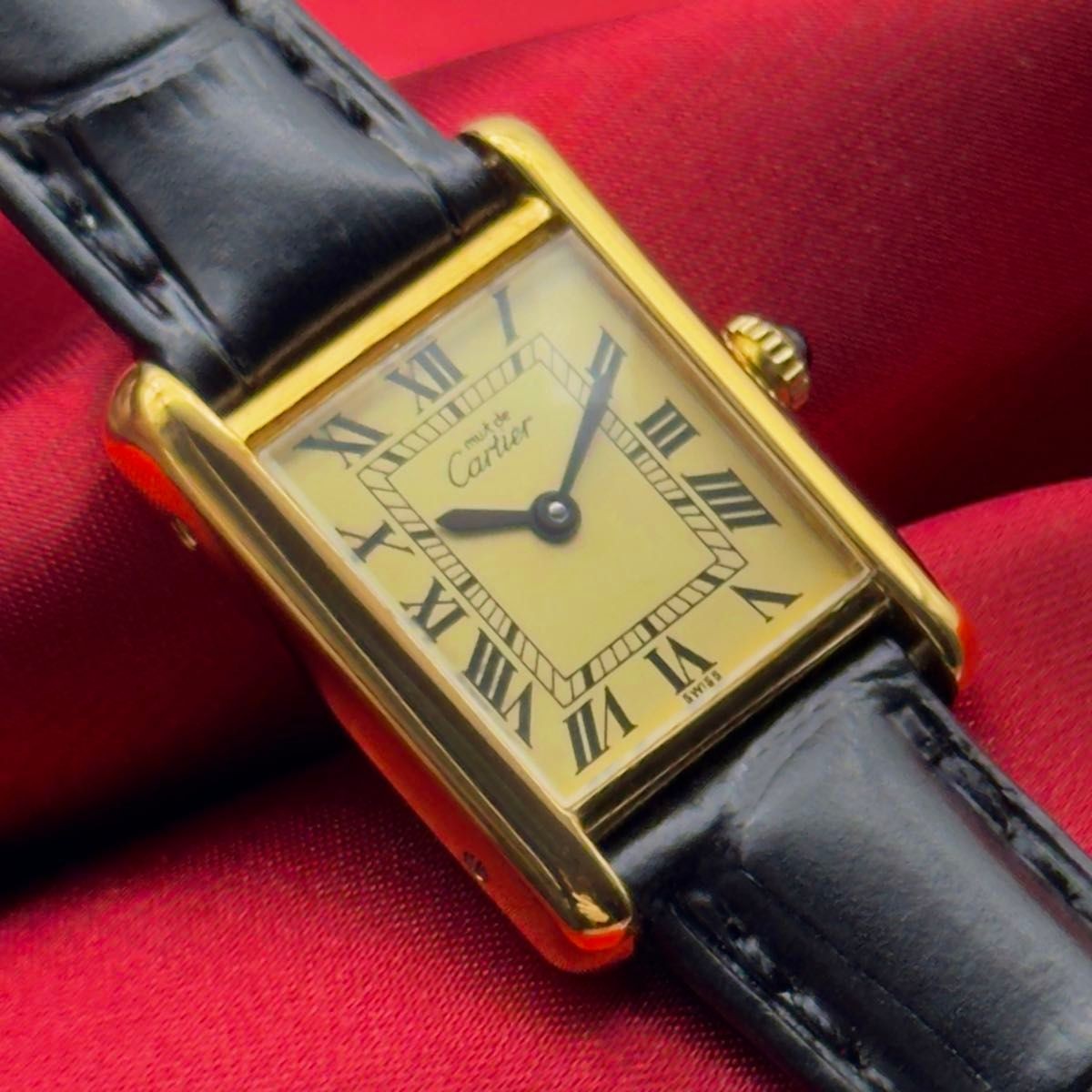 Cartier Must Tank LM Ivory Dial Roman Index Quartz Watch 23mm