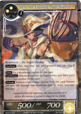 Force of Will TCG - MOA - Zero, the Flashing Mage Warrior #10 Rare