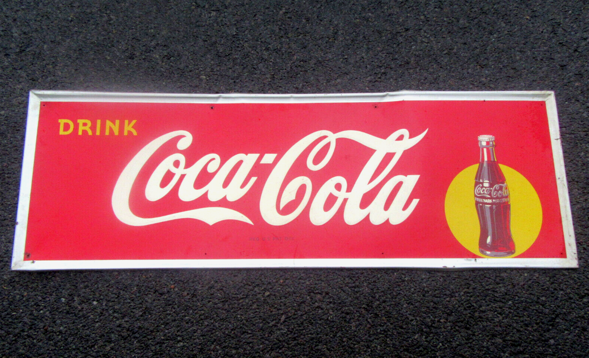 1940's Coca-Cola Enamel? Porcelain? MCA Tin Sign 54