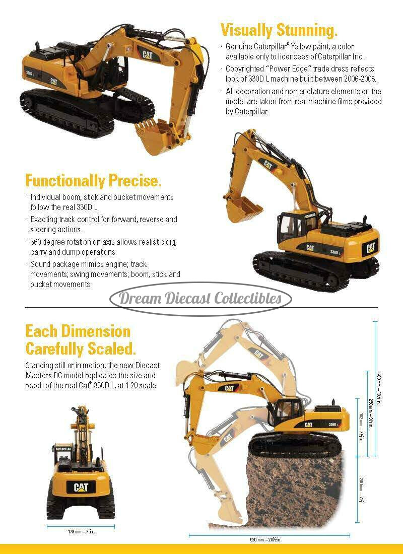 1/20 CAT CATERPILLAR 330D L RADIO CONTROL RC RTR EXCAVATOR DIECAST