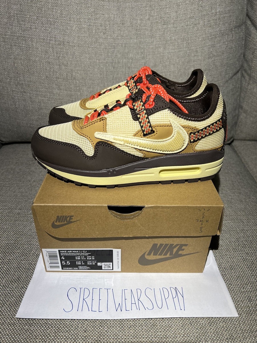 NEW Nike Air Max 1 Travis Scott Cactus Jack Brown- Size 4 DO9392
