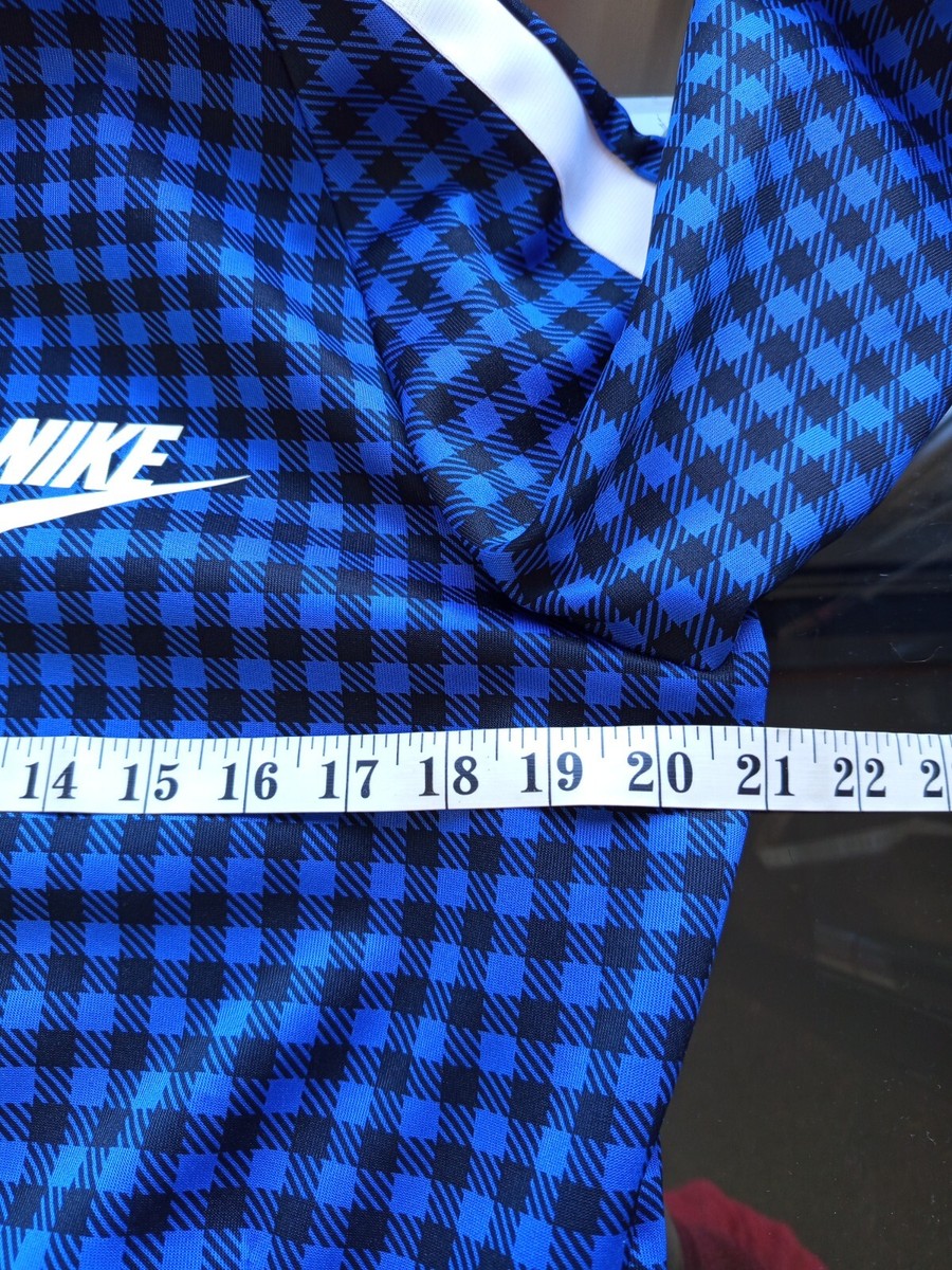 Nike Gingham Check Blue Full Zip High Neck Retro Track Jacket
