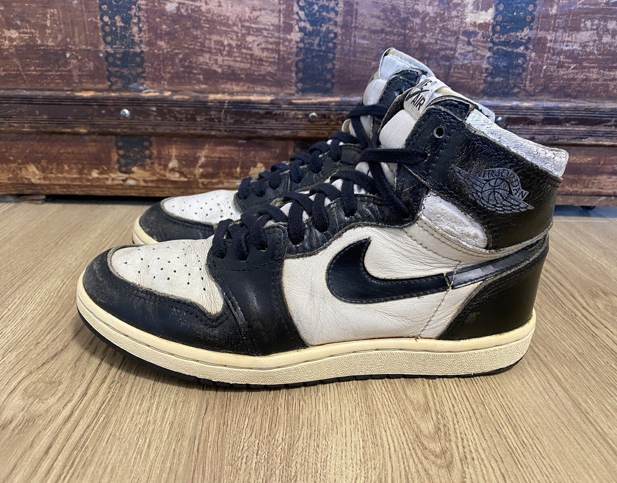 1985 Nike Air Jordan 1 Black White Original Men's Size 7 Vintage