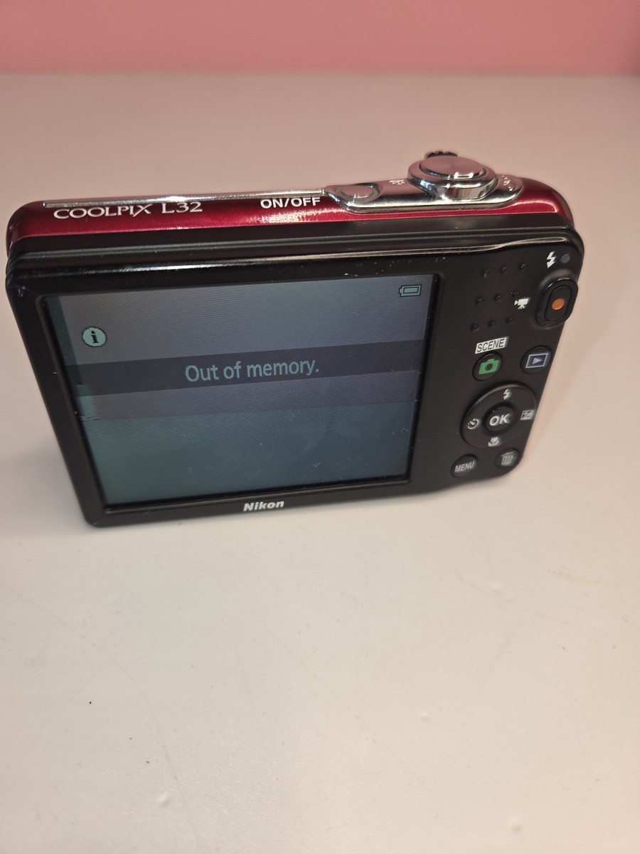 Nikon COOLPIX L32 Digital Camera 20.1 MP 5x Red Tested Battery