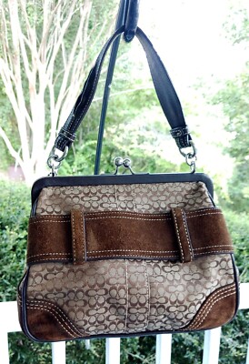 Coach 3649 Vintage Soho Brown Suede, Leather & Signature C Canvas