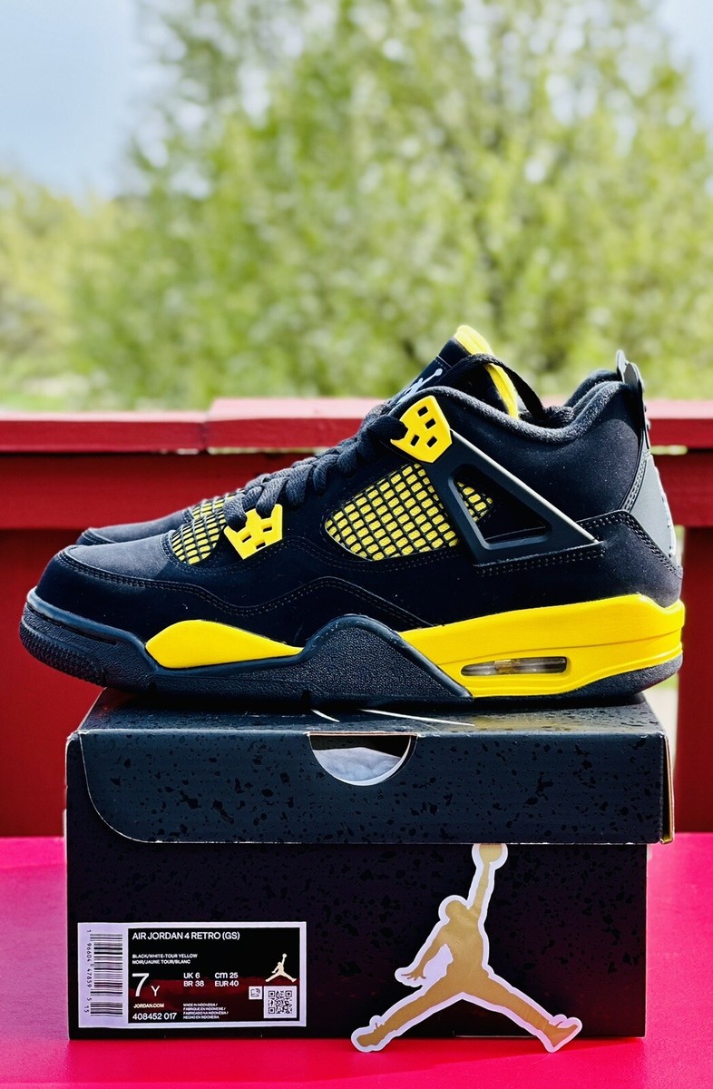 Nike Air Jordan 4 Yellow Thunder Size 7Y Cement Black Bred Red Max