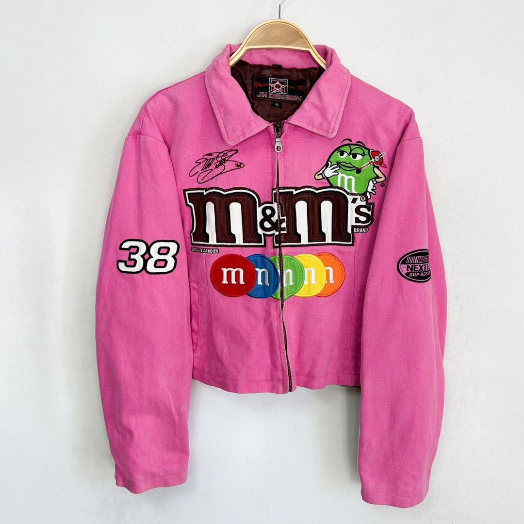 JH DESIGN m&m's embroidered logo racing jacket Youth XL Pink | eBay