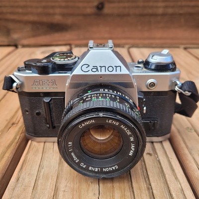 Canon AE-1 P Program Silver 35mm SLR W/FD NFD 50mm f1.4 Lens Made