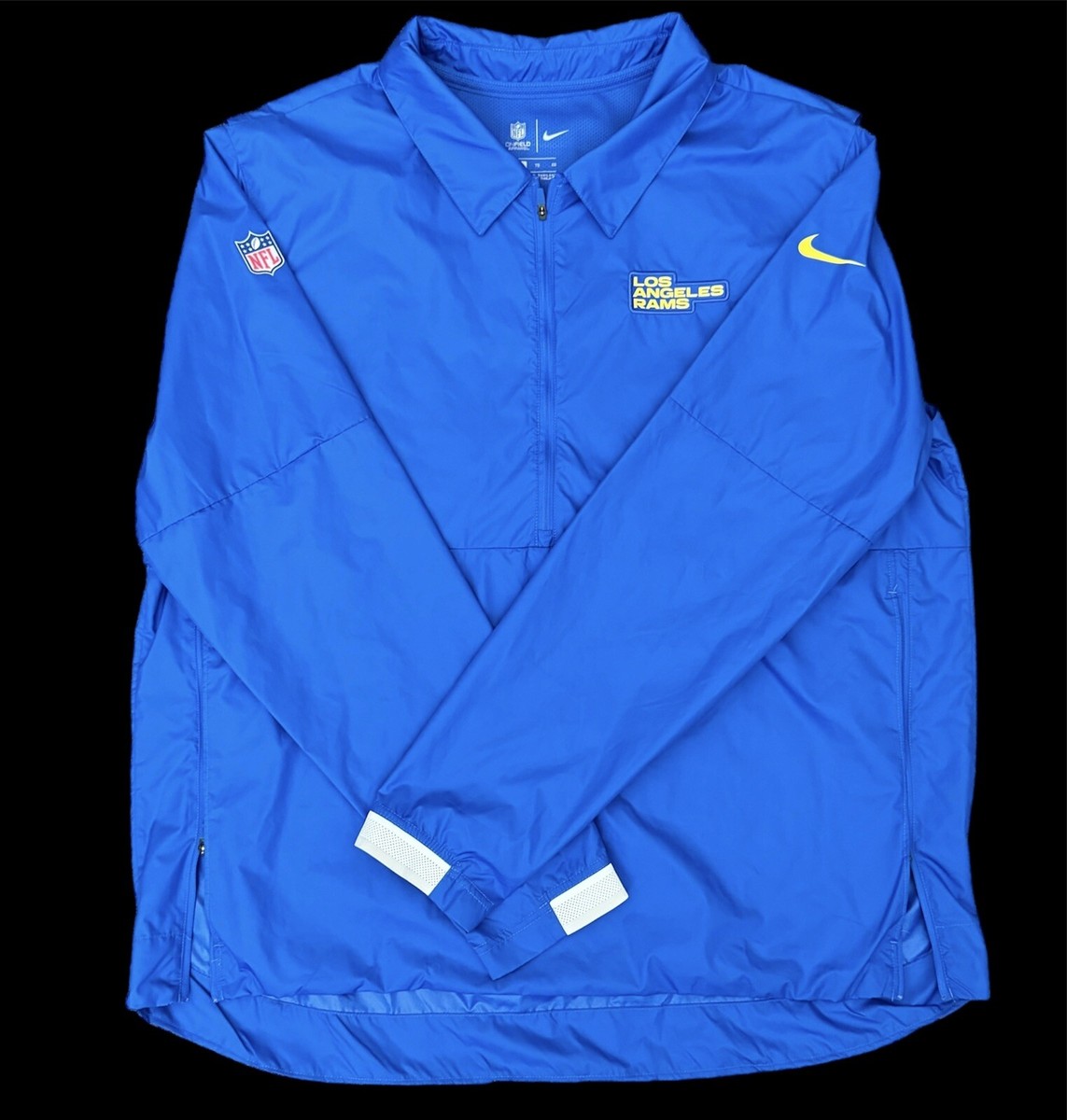 Nike NFL LA Rams Men's Coaches Half Zip Jacket Blue, Beige Bone On