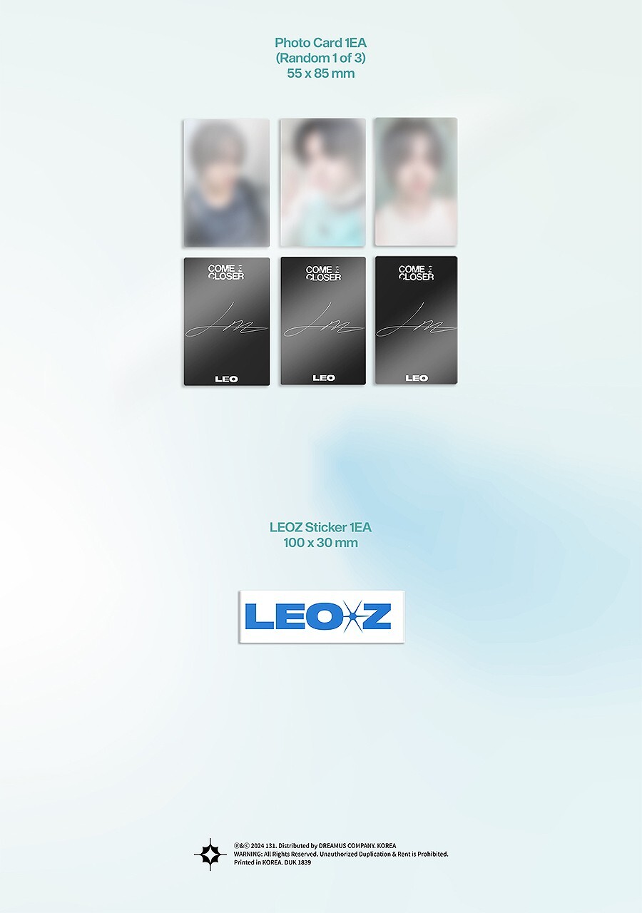 LEO [COME CLOSER] EP Album CD+Photo Book+Photo Card+Sticker K-POP