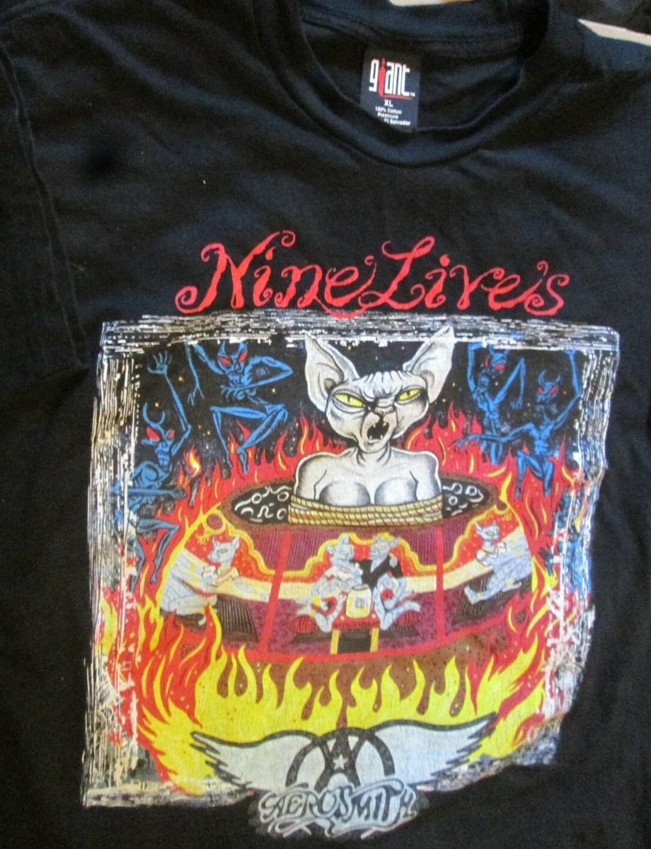 Vintage 1990s AEROSMITH Nine Lives Tour tee T Shirt Size XL Giant