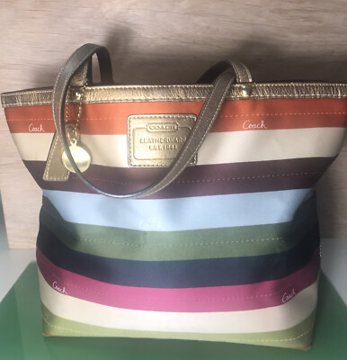 COACH LEGACY STRIPE 65th Anniversary Tote Bag Handbag Purse #11126