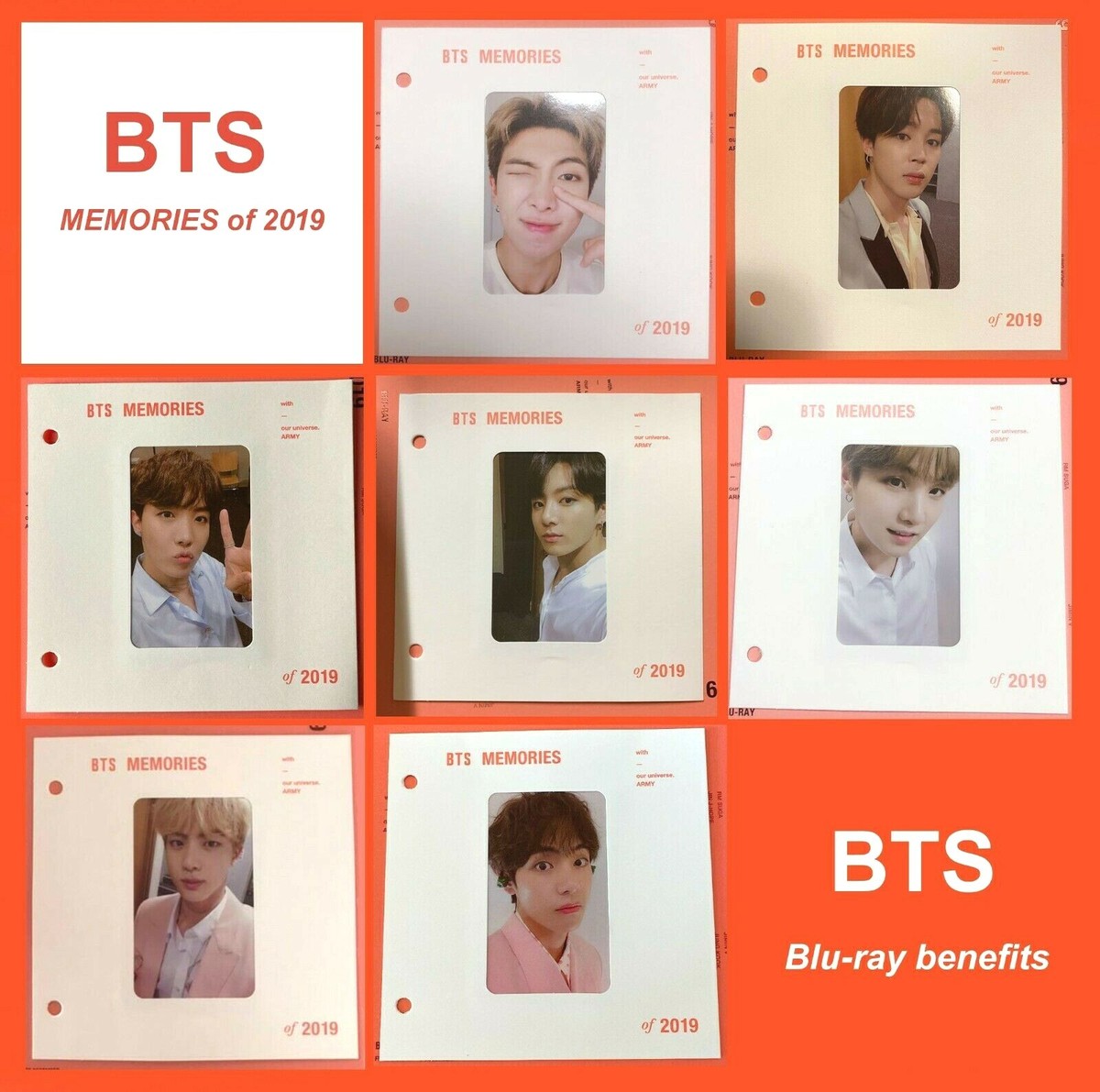 BTS Memories 2019 Blu-ray Photocard V Jungkook JIMIN SUGA RM J