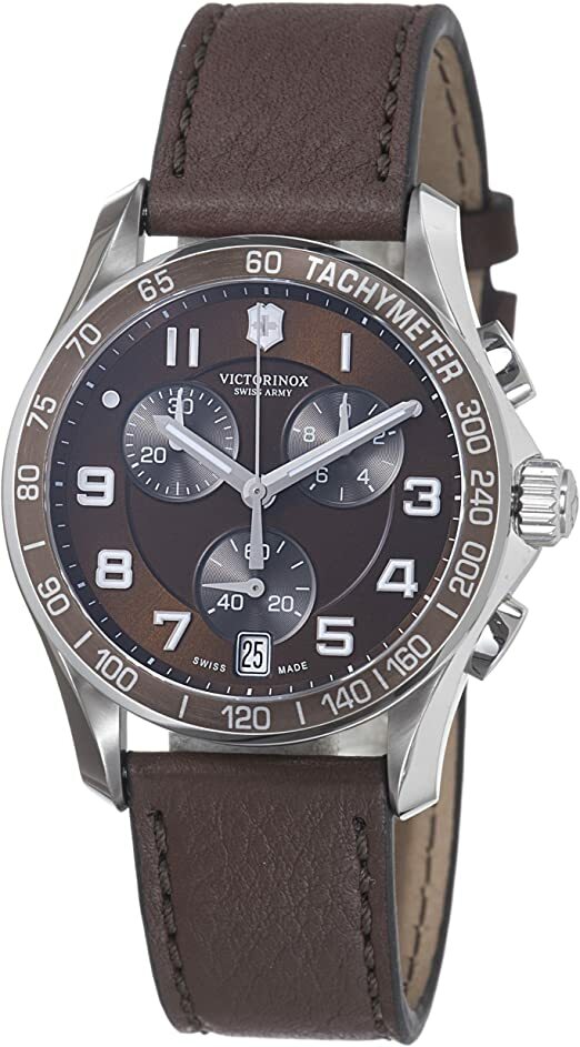 Victorinox 241498 Swiss Army Brown Dial Leather Strap Chronograph
