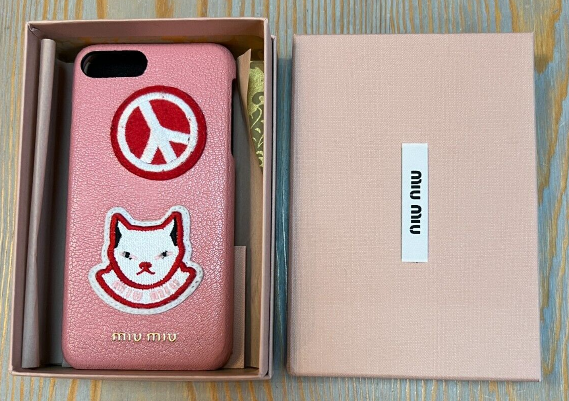 Miu Miu iPhone phone case 7 - 8 Plus pink leather orig box
