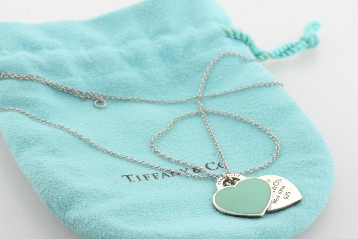 Tiffany & Co. Sterling Silver 925 Enamel Double Heart Pendant