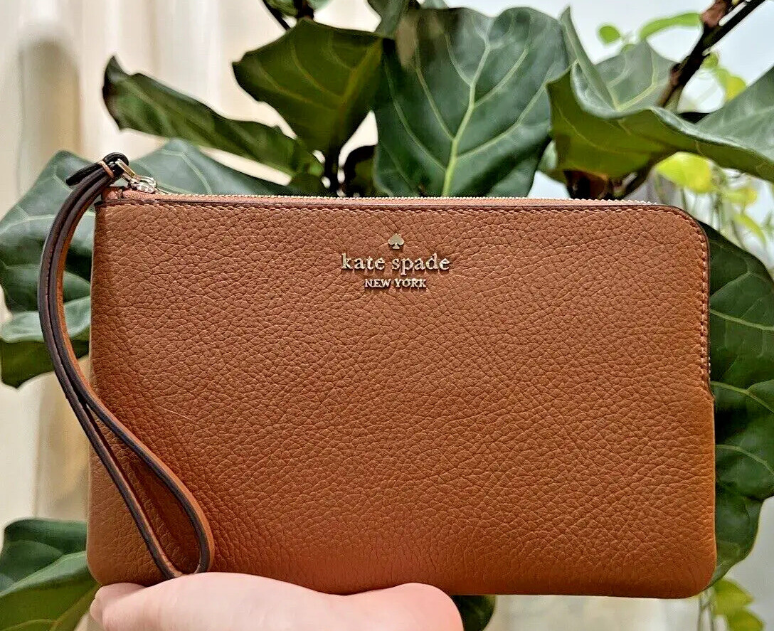 Kate Spade Leila Medium Wristlet Wallet L Zip Pebble Leather