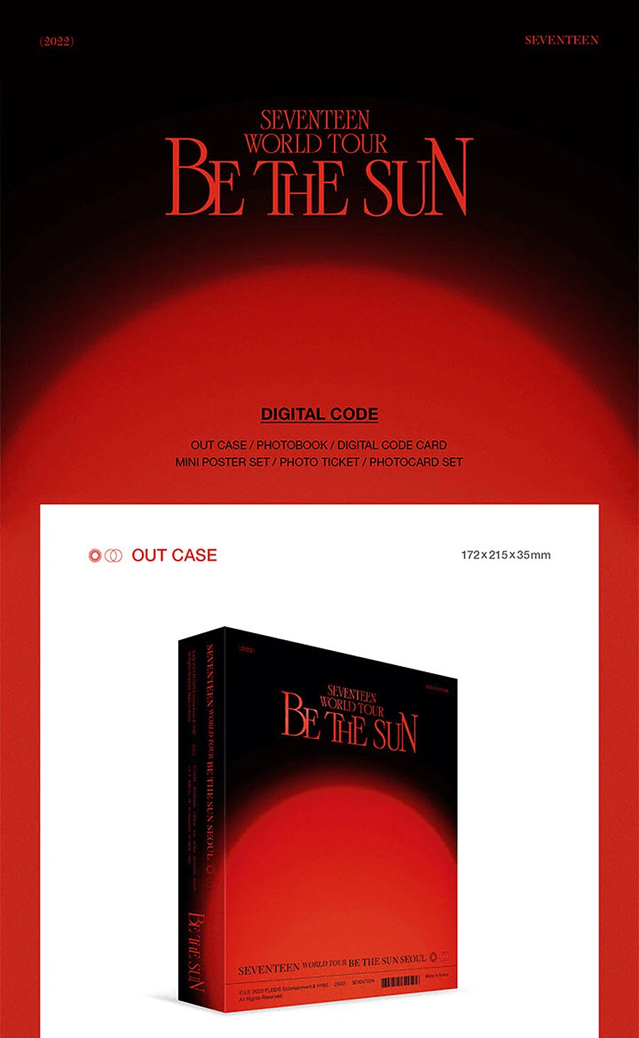 SEVENTEEN WORLD TOUR [BE THE SUN] SEOUL [DVD/DIGITAL CODE/DIARY]+