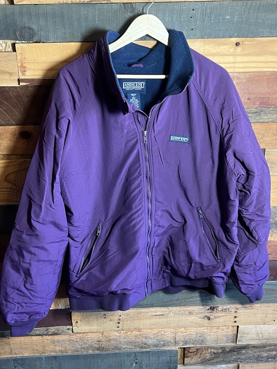 Vintage 90s Lands End Men's Squall Jacket Fleece Lined Purple Size