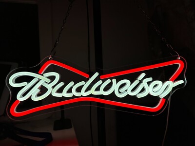 Budweiser Neon Sign Light Beer Bar Pub Club Wall Decor Red