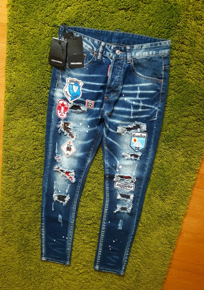 Dsquared 46/S Classic Kenny Jeans With Patches Denim Distressed