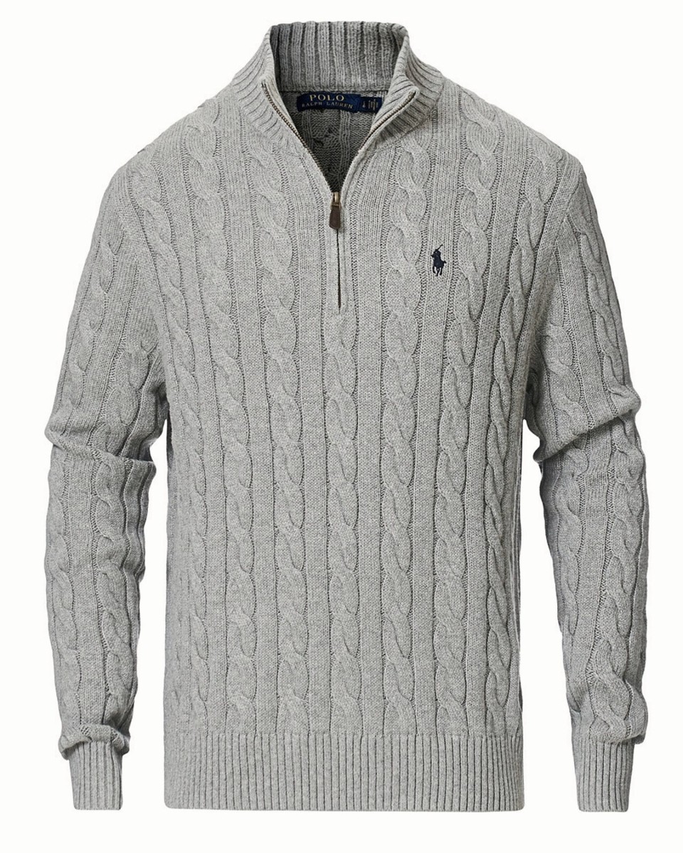 NWT - Polo Ralph Lauren Men's 1/4 Zip Cable Knit Cotton Sweater
