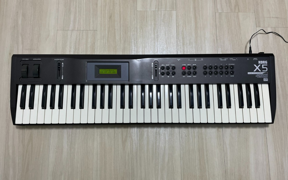 Korg X5 61-Key Keyboard Synthesizer with Adapter Used from Japan