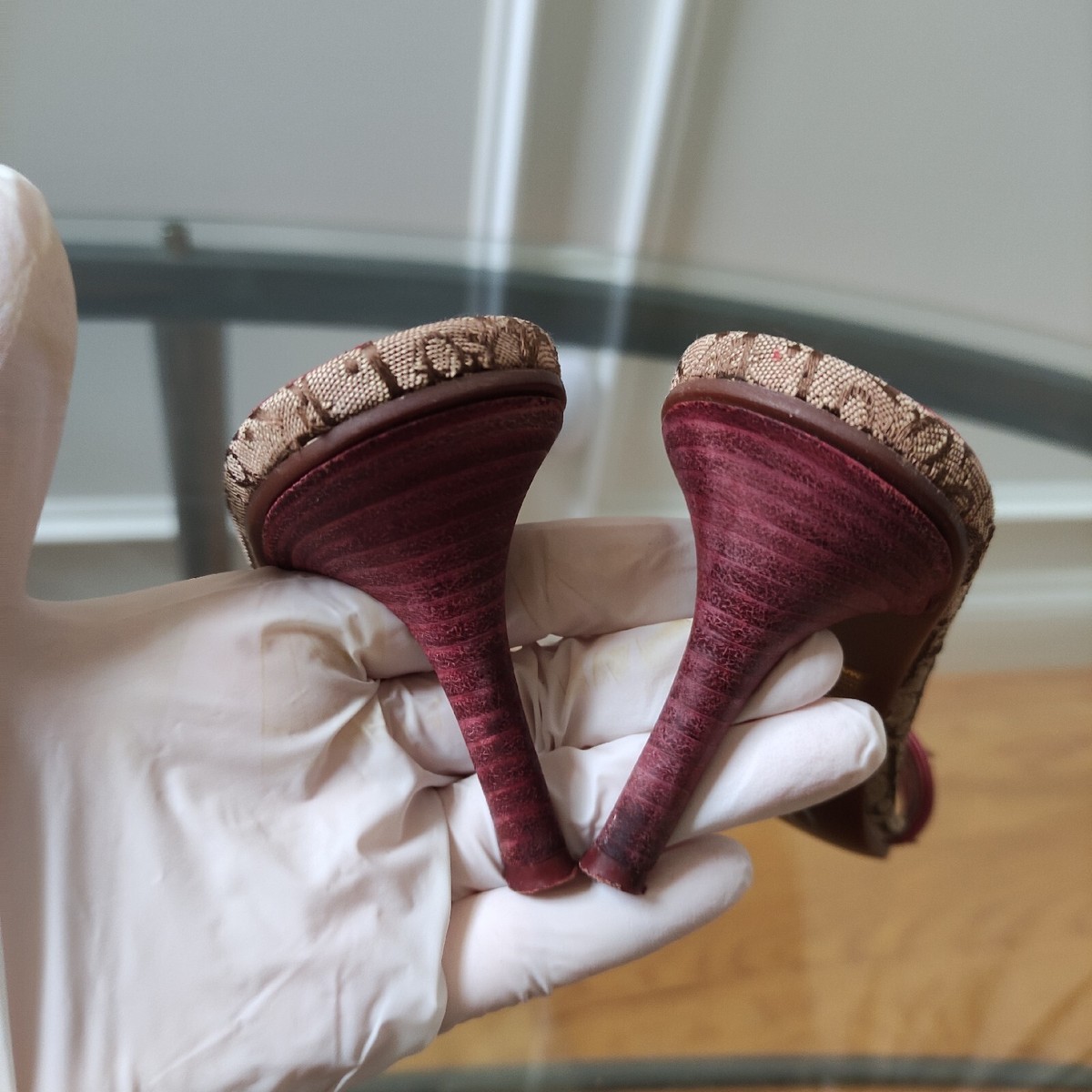 Vintage Dior Monogram Gold Logo Plate Slide Heeled Sandals women's