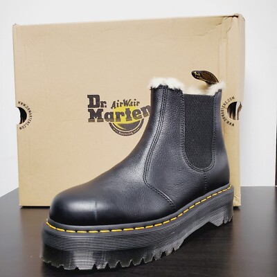 Dr. Martens 2976 Quad Faux Fur Chelsea Boots in Black, Women's 9