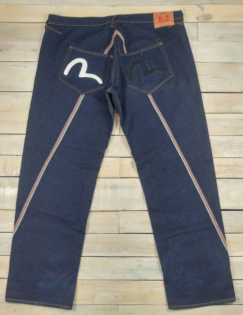 EVISU No.2 Baggy Inside Out Selvedge Denim Dark Indigo Blue Jeans