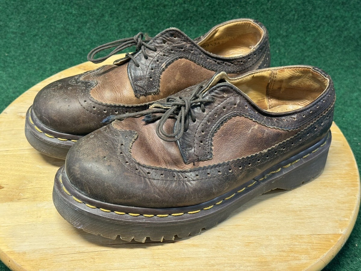Vintage Dr Martens Brown Leather Brogue Shoes Size 5 Made in