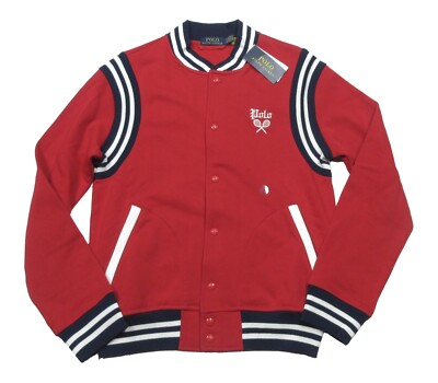 Polo Ralph Lauren Men's Red/Navy P-Wing Fleece Button Snap Varsity