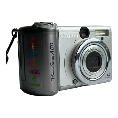 Canon PowerShot A80 Digital Camera 4.0 MP Silver PC1059 As Is