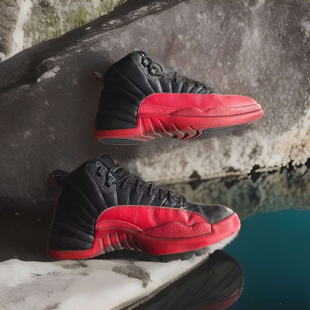 AIR JORDAN 12 XII RETRO SNEAKERS “FLU GAME” BLACK/VARSITY-RED MENS