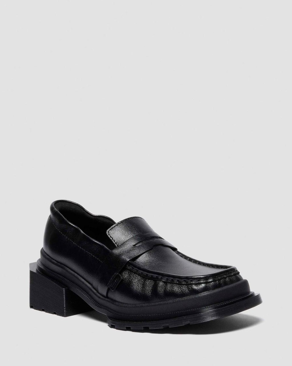 Dr. Martens MAYBOLE SQUARE TOE RUCHED LEATHER Iconic LOAFERS Black