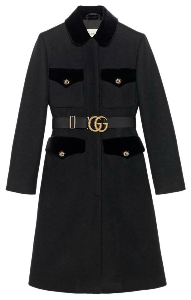 Gucci Sz 38 XS 2020 Cruise Wool Velvet Logo Coats 550978 ZAAL6