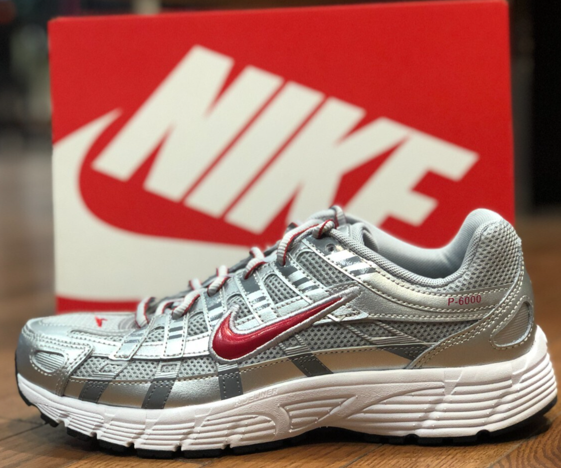 NEW* Youth Grade-School Nike P-6000 (GS) Metallic Silver / Red