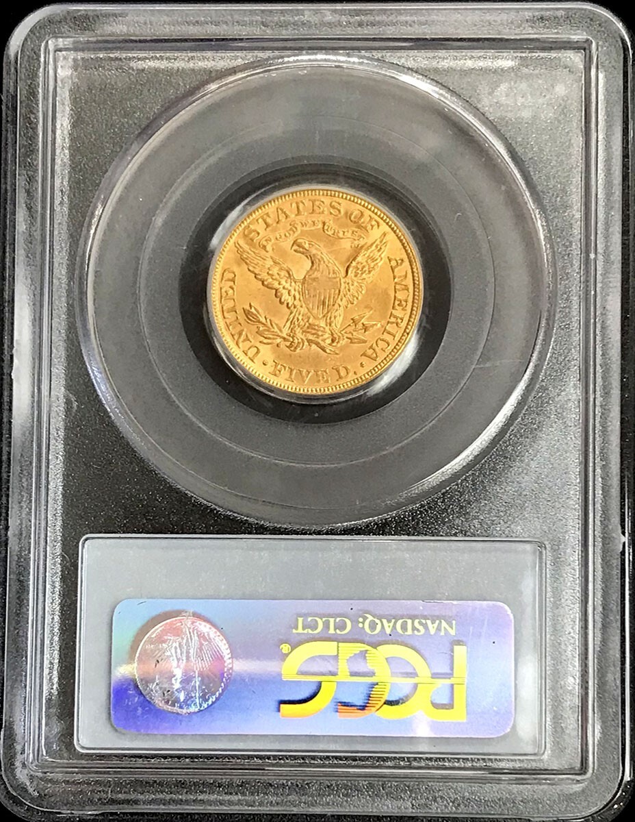 1893 GOLD USA $5 LIBERTY HEAD HALF EAGLE COIN PCGS MINT STATE 63