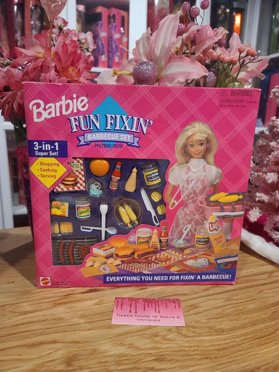 NEW! 1995 BARBIE FUN FIXIN BARBECUE SET! 3 IN 1 SUPER SET! | eBay