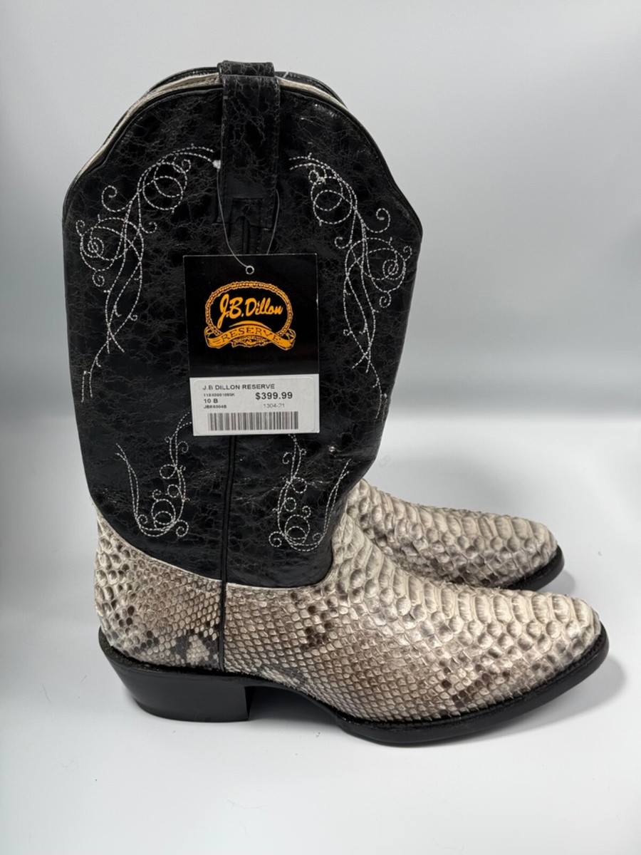 J.B. Dillon Mens Cowboy Western Boots Python Snake Leather JBR6004