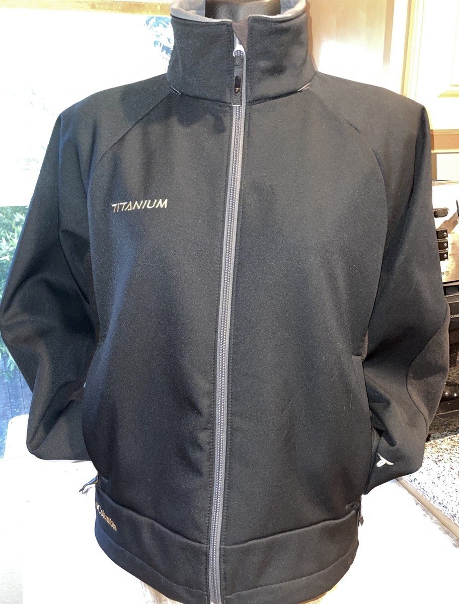 Women's COLUMBIA TITANIUM Black Soft Shell Full Zip Jacket, Size