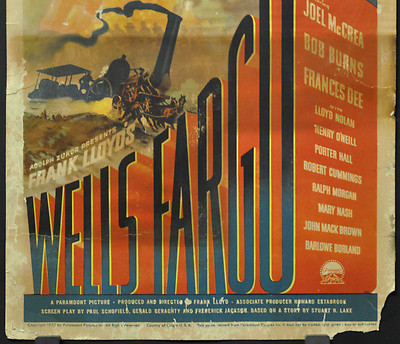 WELLS FARGO 1937 ORIG 14X17 MOVIE POSTER WC JOEL McCREA BOB BURNS