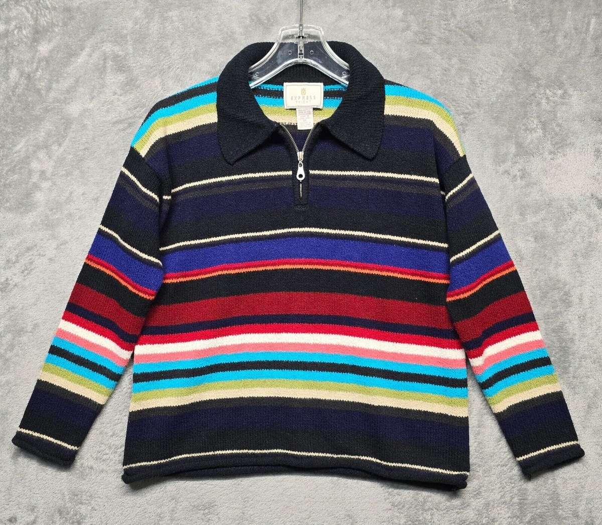 Express Tricot Sweater Womens Extra Small Colorful Stripe 90s Y2K