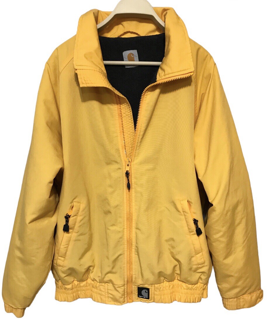 Vintage Carhartt Fleece Lined Full Zip Bomber Jacket Yellow L/XL