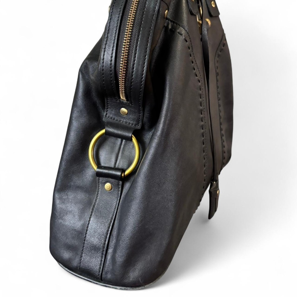 Yves Saint Laurent Black Large Muse Leather Shoulder Laptop Work