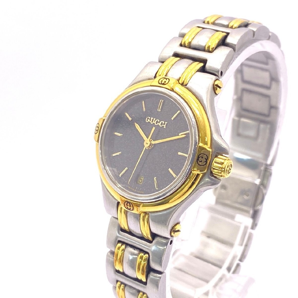 Gucci 9040L Black Dial Two Tone Women Quartz Watch Used Working