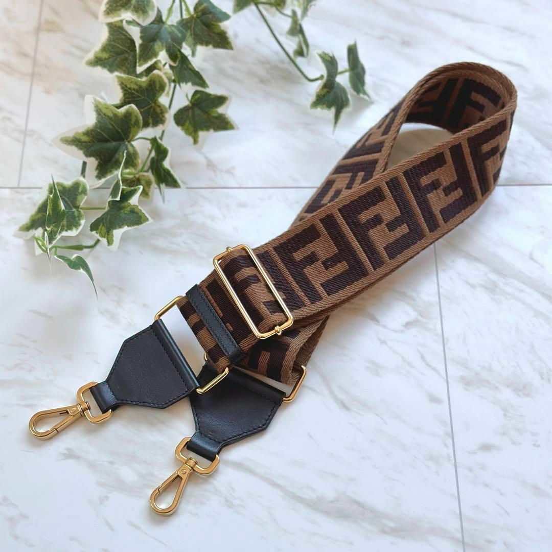 FENDI Strap You Shoulder Strap Zucca Pattern Brown Women Preowned