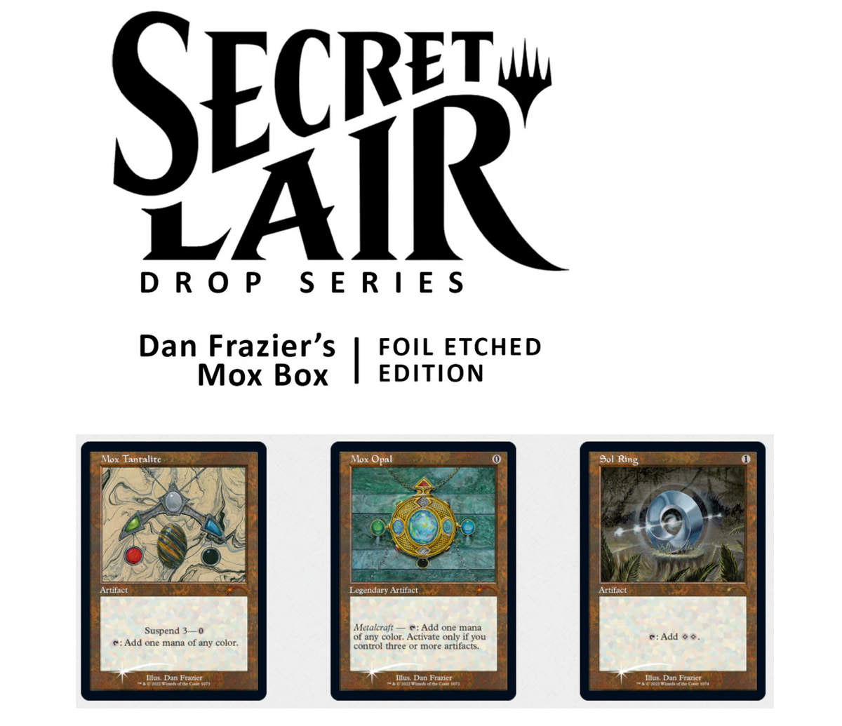 Secret Lair Dan Frazier's Mox Box Foil Etched Cards Sealed Opal