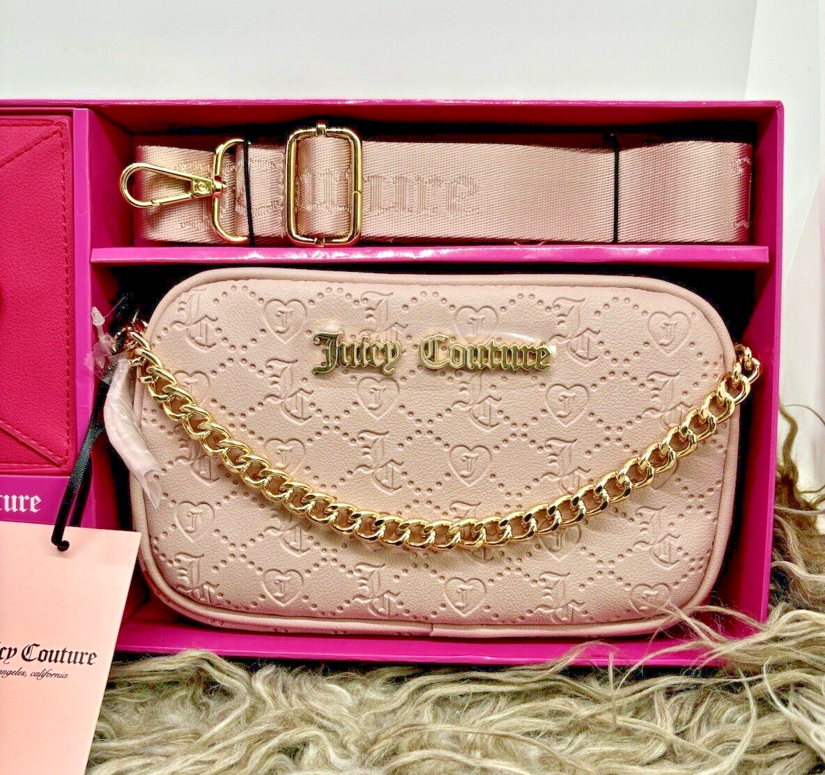 Juicy Couture Gift Set Pink Dusty Blush Slim Camera Bag & Envelope