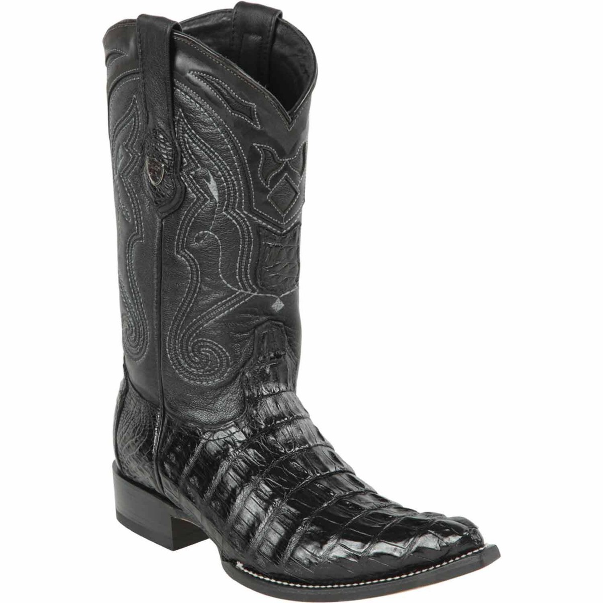 Wild West Men's Genuine Caiman Tail Western Boots 3X Pointed Toe
